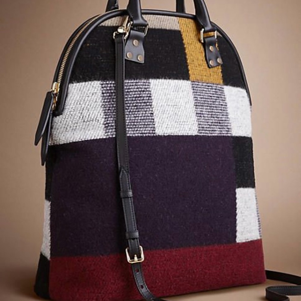 Burberry Black, White, Red, and Purple Tote Bag
